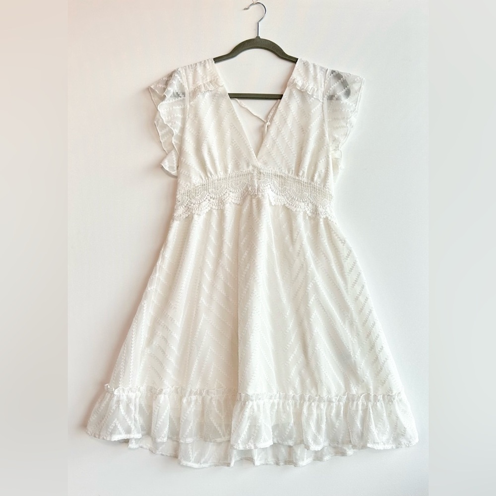 Summer textured white dress, large